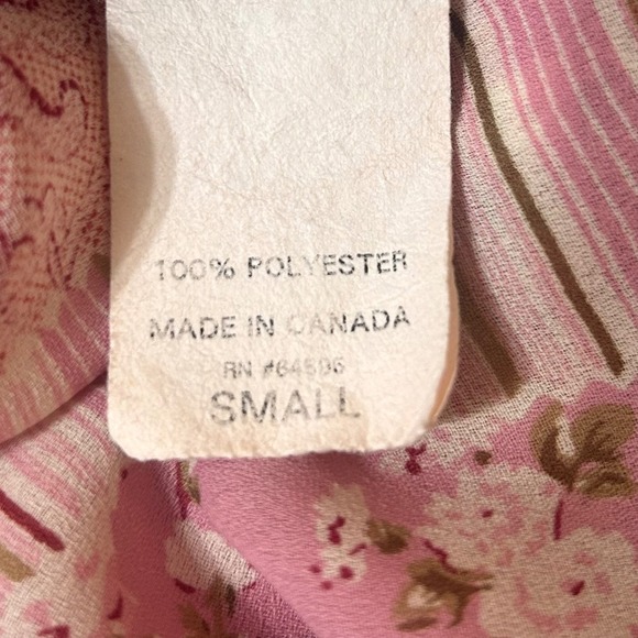 Vintage Pink Floral Asymmetric Sheer Tunic Top Fairy Grunge Fashion Bug Size S - Picture 9 of 11